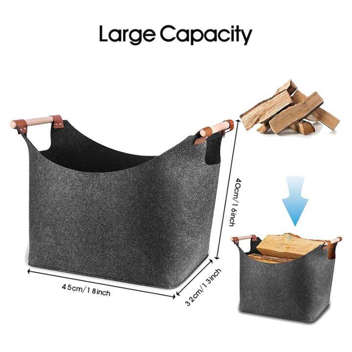 2x-felt-bag-firewood-basket-extra-thick-felt-amp-reinforced-handles-wooden-basket-felt-bag-foldable-wood-basket