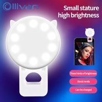 Portable Mobile Phone Selfie Ring Light USB Charge LED Ring Fill Light Ring Makeup Lightings Lens Clip Luminous Lamps Ring Light