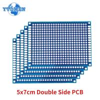 5ชิ้น5X7cm โพรโทบอร์ดสองด้านรากเดิม PCB บอร์ด50X70mm สีฟ้าแผ่นกลมพิมพ์สากลสำหรับ Arduino ทดลอง PCB