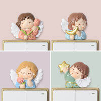 PC เรซิ่นน่ารัก Angel SWITCH สติกเกอร์ห้องนั่งเล่นห้องนอนสติ๊กเกอร์ติดผนังขนาดเล็ก 3D ซ็อกเก็ตไฟเครื่องประดับตกแต่งบ้าน-Yuerek