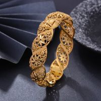 【hot】▣✉◑  Wando 1Pcs/lot Gold Bangle for Round Hollow Pattern Ethiopia/Dubai Jewelry Gifts Ramadan Newest