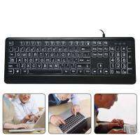 Ergonomic USB Interface Multimedia LED White Backlight Keyboard for Old Man