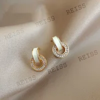 RAISS S925 Silver Needle New Korea Simple Retro Geometry Earrings Female Fashion Daily Ol Commuting Earrings Jewelry Earrings