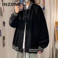 New American baseball jacket mens spring and autumn oversize national tide black and white stitching sports jacket