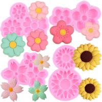 Flowers Silicone Mold Sunflower Fondant Molds Cake Decorating Tools Cherry Blossoms Chrysanthemum Chocolate Candy Resin Moulds Bread Cake  Cookie Acce