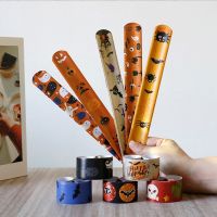 12Pcs/set Halloween Slap Bracelets for Children Kids Toys Gifts Halloween Funny Pumpkin Ghost Bat Decoration Wristbands