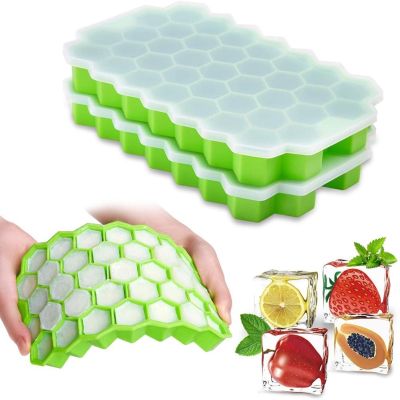 Silicone Ice Cube Mold Trays Quickly Freeze with Removable Lids Reusable Ice Cream Whiskey Beer Ice Block Maker Pub Accessories Ice Maker Ice Cream Mo