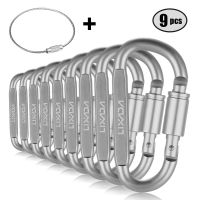 （ At） Lixada อลูมิเนียม D-Ring Carabiner คลิปชุดสกรูล็อค HangingBuckle KeychainWire แหวนอุปกรณ์ปีนเขา