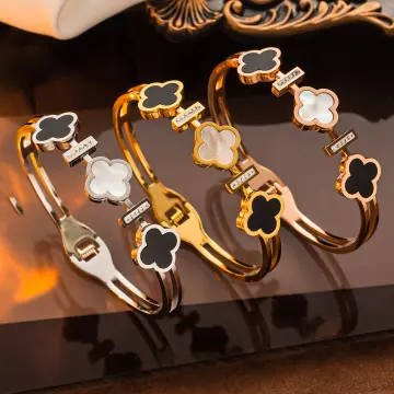 Women Fashion Jewelry Stainless Steel Four-Leaf Clover Bracelet