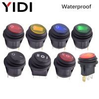 Waterproof Round Rocker Switch 2 3 Pin Position 12V 220V Red Green Blue Yellow LED Light 6A 250VAC ON OFF ON SPST Button Switch Shoes Accessories