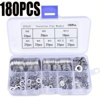 ☞❇☄ 180pcs Stainless Steel Flat Washer Plain Washer Flat Gasket Rings Assortment Kit for Sump Plugs M2 M2.5 M3 M4 M5 M6 M8 M10