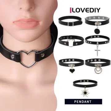 Gothic choker goth girls vegan leather collar punk chokers harajuku emo  necklace dark fashion halloween accessories