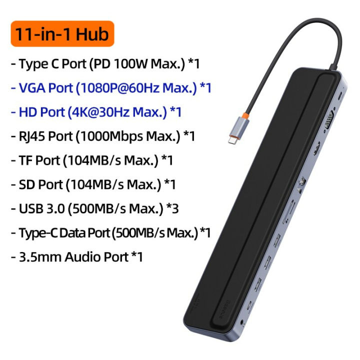 อะแดปเตอร์-hub-type-c-11-port-1-hdmi-baseus-11-in-1-hub-elitejoy-gen2