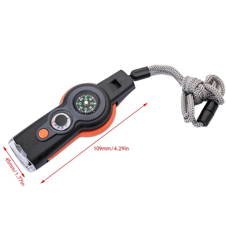 1pc 4-in-1 Outdoor Multifunctional Whistle With Compass, Magnifying Glass,  And Thermometer For Hiking & Camping