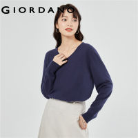 GIORDANO Women Sweaters V-Neck Solid Color Simple Basic Sweaters Gentle Smooth Warm Fashion Casual Loose Sweaters 13353772