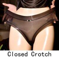 Woman Briefs Open Crotch Panties Fun Lingerie See-Through Boyshorts Thin Glossy Underpants Breathable Crotchless Sexy Underwear