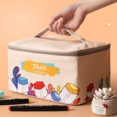 210 Slot Large-capacity Marker Storage Bag Watercolor Pen Finishing Box Student Portable Leather Bag Waterproof and Durable