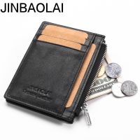 Mini Genuine Leather Men Wallet Slim Mens Wallets Small Male Purse Card Holder Cow Leather Coin Pocket Men Wallet Zipper Pocket