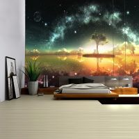 Night Scenic Tapestry Wall Hanging Decor Star Plant Printed Carpet Home Decor Hanging Living Printing Wall Tapestry