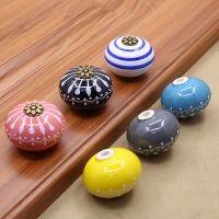 Hand-painted Art Ceramic Handles Drawer Knobs Cupboard Door Handles Single Hole Cabinet Handles with Screws Furniture Handles