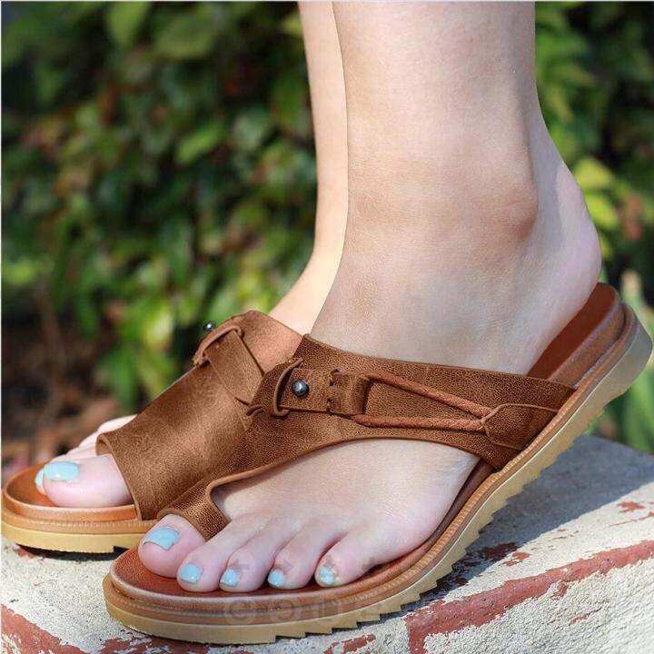 2022 Sandals For Women Orthopedic Bunion Corrector Slippers Leather