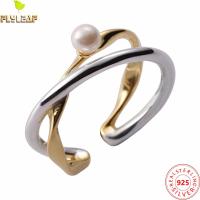 925 Sterling Silver Jewelry Freshwater Double Layer Open Rings For Women 18K Gold Plating Personality Femme Accessories 2022 New