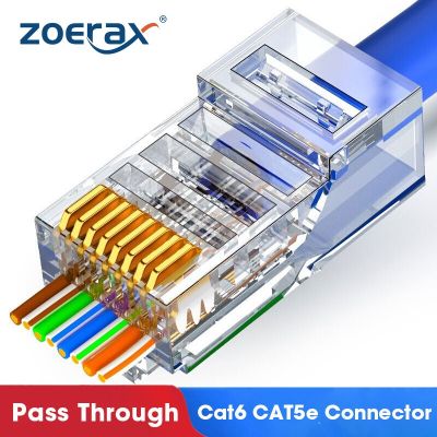 【CW】 ZoeRax RJ45 Cat5e Cat6 Pass Through Connectors to Crimp Plug for or Stranded Network Cable