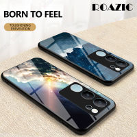 ROAZIC เคสสำหรับ VIVO V29 5G /Vivo S17 Pro 5G เคสโทรศัพท์ไล่ระดับสีดวงดาวหรูหราบางเคสกระจกเทมเปอร์ขอบซิลิโคนอ่อนนุ่มกรอบกันกระแทก