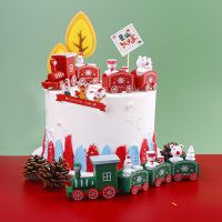 ；‘。、’ Merry Christmas Train Ornament Christmas Decoration For Home 2024 New Year Decoration 2023 Xmas Cake Decor Festoon Navidad Party