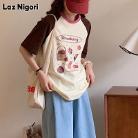 เสื้อยืดผู้หญิง Laz Nigori คอกลมเสื้อยืดพิมพ์ลายอนิเมะเกาหลีเสื้อยืดพิมพ์ลาย