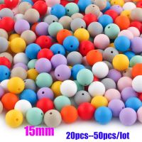 20/50Pcs Round Silicone Beads 15mm Silicone Spacer Beads DIY Pacifier Chain Necklace Accessories For Pen Keychain Jewelry Making Beads