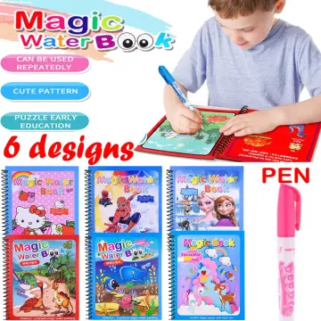 Water Drawing Books, Mess-Free Coloring Books for Toddlers, Water Doodle Painting Board with Pen, Educational Birthday Gift Toys for Kids Girls Boys