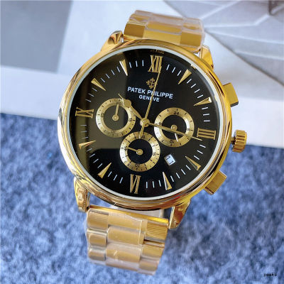 [นาฬิกาสีทอง] นาฬิกาข้อมือ  ของผู้ชายนาฬิกาควอทซ์ระดับไฮเอนด์นาฬิกาข้อมือเต็มรูปแบบใหม่