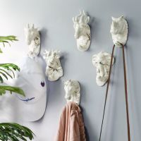 Ceramic Creative Animal Hooks European Marble Pattern Hook bathroom accessories Wall Hook Decorative Key Holder Room Home Decor Picture Hangers Hooks