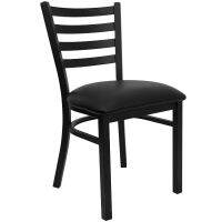 Flash Furniture HERCULES Series Black Ladder Back Metal Restaurant Chair - Black Vinyl Seat dinning chair furniture