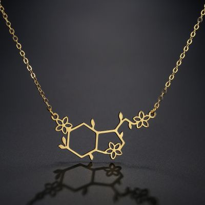 [MM75] Todorova Serotonin โมเลกุลเคมีรูปหลายเหลี่ยมจี้สร้อยคอผู้หญิง Happy Hormone โมเลกุลสร้อยคอเครื่องประดับสแตนเลส