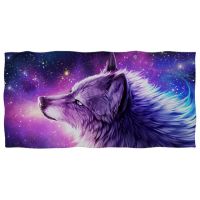 【☊HOT☊】 lifuquan Cool Wolf Night รูปแบบผ้าเช็ดตัวผ้าฝ้าย3d ผ้าเช็ดตัวชายหาดการ์ตูนไมโครไฟเบอร์บ้านสิ่งทอผมผ้าเช็ดมือ75x150cm