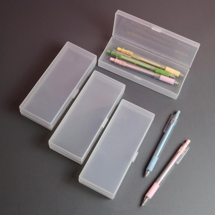ปากกาดินสอพลาสติกฝ้ากล่องดินสอแบบใสแบบง่ายกล่องเก็บของอุปกรณ์สำนักงาน