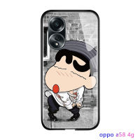 เคสโทรศัพท์พร้อมสำหรับ A58 OPPO 4G อะนิเมะพร้อมเคสโทรศัพท์สำหรับเด็กผู้หญิงผู้หญิง Chibi เคสโทรศัพท์สำหรับผู้ชายเคสแฟชั่นฝาหลังกระจกนิรภัยมันวาว