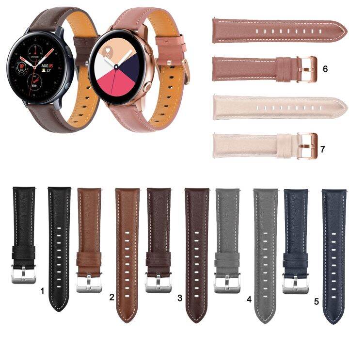 สายนาฬิกาหนังแฟชั่น20มม-22มม-สำหรับ-samsung-galaxy-watch-active-2-40มม-44มม-นาฬิกาข้อมือ4แบบคลาสสิก