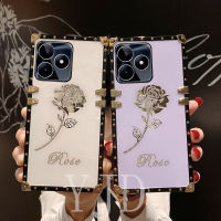 เคส YJD สำหรับ Realme C53 C55เพชรเคสโทรศัพท์กันกระแทกทรงสี่เหลี่ยมลายกุหลาบ