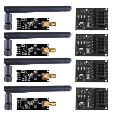 4Pcs NRF24L01+PA+LNA Wireless Module with Antenna 1100 Meters Long Distance with NRF24L01 Wireless Module Adapter 3.3V