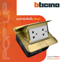 BTicino ชุดเต้ารับฝังพื้น สีทองครบชุด กล่องฝังพื้น+Pop-up+ปลั๊กคู่มีกราวด์| Matix |1506027NG+AM5025DWT+150625NN+150620NL | BTiSmart