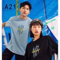 เสื้อยืดคอกลมA21outlets เสื้อยืดคอกลม แขนสั้น พิมพ์ลายตัวอักษร ทรงหลวม ใส่สบาย สําหรับผู้ชาย และผู้หญิงS-3XL