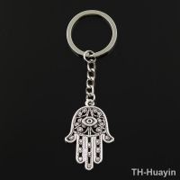 【hot】◇♚  Fashion 30mm Chain Keychain Jewelry Antique Color Death Hamsa Hand 36x25mm Pendant