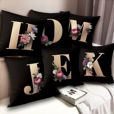【hot】♞✲◕ Cushion Cover 26 Letters Gloden Pillowcase Side Throw 40x40Pillow 45x45