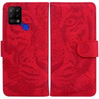 สำหรับ Tecno Pova LD7เสือลายนูนหนังฝาพับแบบแนวนอนเคสโทรศัพท์ (สีแดง)