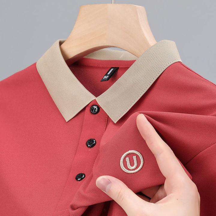 เสื้อยืดลาเพลธุรกิจลำลองใหม่สำหรับเสื้อโปโลของผู้ชายงานปักคุณภาพสูงฤดูร้อน