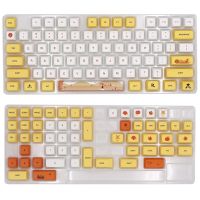 Yellow White Ethermal Dye Sublimation Fonts PBT Keycap for Wired USB Mechanical Keyboard 129 Keycaps