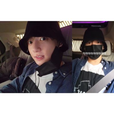 หมวกบักเก็ต ลาย BTS Jeon Jung Kook~ Korea LUOESPAC สีดํา n1
